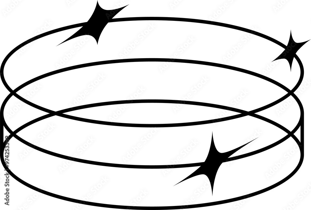 Poster retro y2k circles, star and sparkle graphic shape