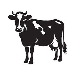 Detailed cow silhouette for modern creative applications - Cow illustration - minimallest cow vector
