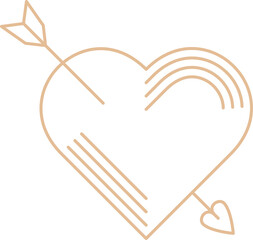 Boho Valentine golden retro celestial element