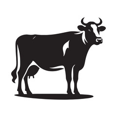 Detailed cow silhouette for modern artistic media - Cow illustration - minimallest cow vector
