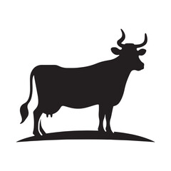 Simplified cow silhouette for modern design and media - Cow illustration - minimallest cow vector
