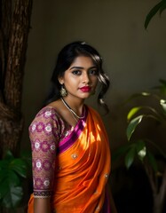 a Indian person is standing against a wall 