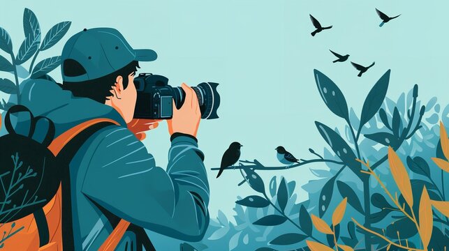Illustration of photographer celebrating World Photography Day