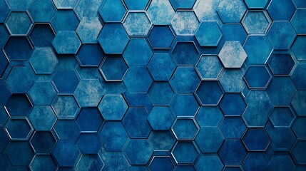 Hexagon pattern in blue shades for background on science or business. Ideal for use in conferences, medical research, technological innovation events, and online webinars.