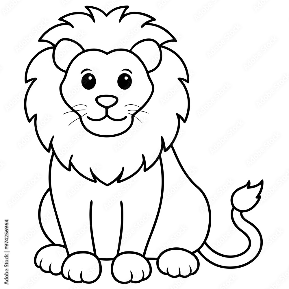 Canvas Prints cartoon funny lion line art