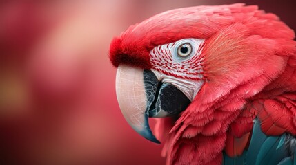  A tight shot of a parrot's expressive face, adorned with red and blue hues