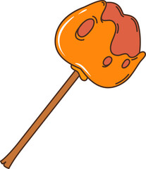 Cartoon groovy retro Halloween spooky apple candy