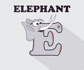 Funny cute alphabet elephant icon