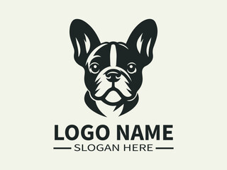 French Bulldog Logo Design, Frenchie, Bat-eared Dog, Cute Dog, Playful Pup