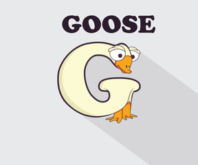 Funny cute alphabet goose icon