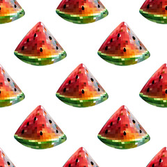 Seamless pattern disco mirror ball slice watermelon. Mosaic style