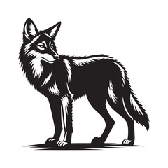 Simplified coyote silhouette for innovative media designs - Coyote illustration - minimallest coyote vector
