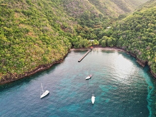 Aerial view tropical beach Anse Noire Martinique