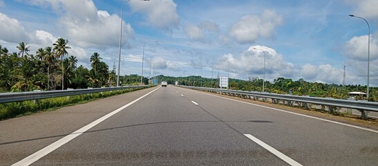 Sri Lanka expressway without traffic jam.High safe road system with two lane.access road.