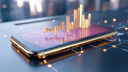 Mobile Phone with Growing Chart - Mobile Trading