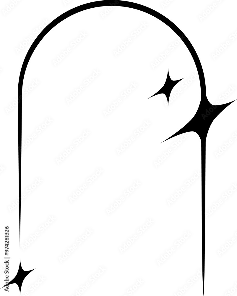 Poster retro y2k arch, star and sparkle element