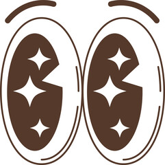 Cartoon retro pair of wide open eyes groovy symbol