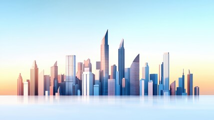 Fototapeta premium Modern City Skyline at Sunrise