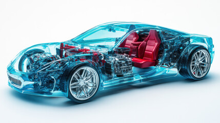 Transparent Car Engine.