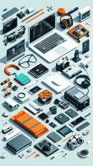 Obraz premium Efficient Remote Work Essentials Infographic: Must-Have Accessories