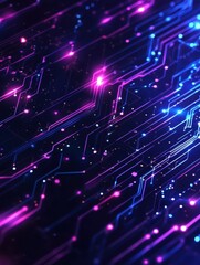 Fototapeta premium Abstract Circuit Board with Glowing Lines and Lights