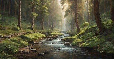 a stream in a forest 