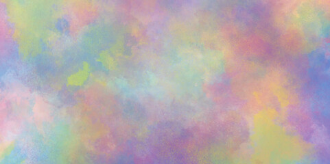 Abstract cloudy soft artistic multicolor watercolor background, Rainbow watercolor banner background with stains, Abstract pastel color watercolor for background and template design.