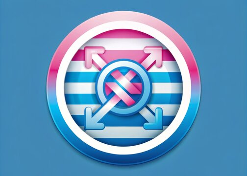 Vibrant blue, pink, and white stripes intertwined in a circle, forming a powerful and recognizable emblem of gender
