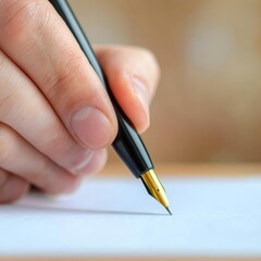 Close-up of fingers holding a pen over a ballot paper, voting decision, participation in democracy