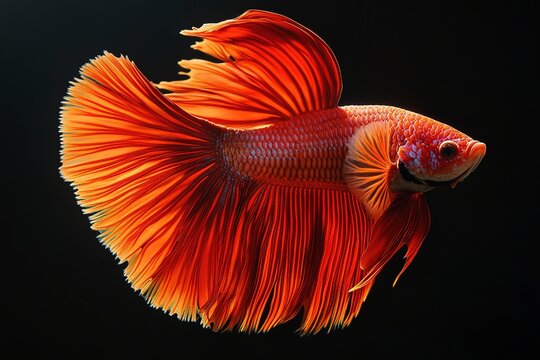 Beautiful movement of red betta fish, Siamese fighting fish, Cupang, Halfmoon betta (Rosetail),