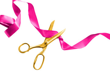 Scissors cutting the ribbon