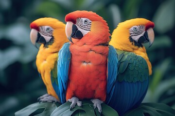Fototapeta premium Close-up of a colorful parrots feathers