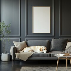 Create a realistic image of a typical American living room with light different colors of walls