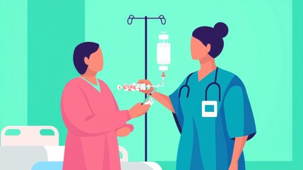 Nurse Injecting Medication into Patient IV Bag