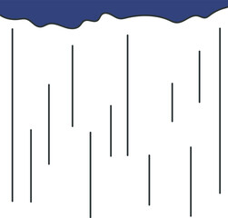 Simple background with long falling drops and clouds above.