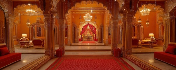Indian palace architecture with decorations, festive atmosphere