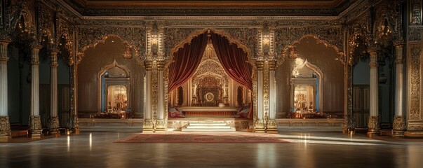 Indian palace architecture with decorations, festive atmosphere