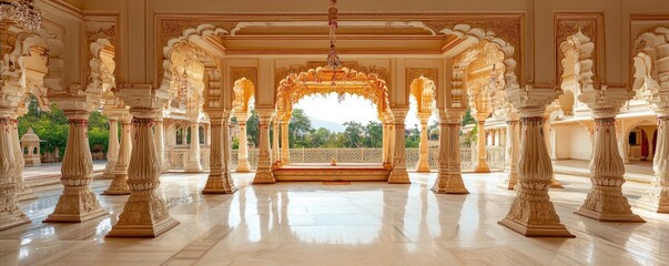 Indian palace architecture with decorations, festive atmosphere