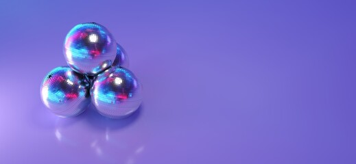 stacked disco balls presented on a shiny background
