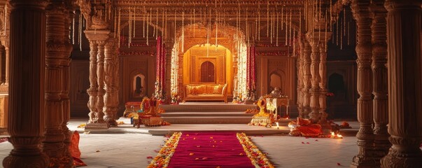 Indian palace architecture with decorations, festive atmosphere