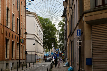 Obraz premium old street and a fun fair in the city