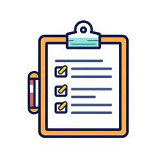 3-color vector icon of a task checklist on a clipboard, Generative AI