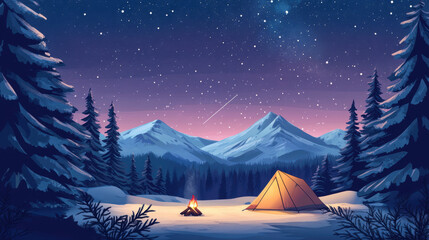 Campfire Under Stars.