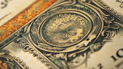 Obraz premium Intricate Design on a Vintage One Dollar Bill