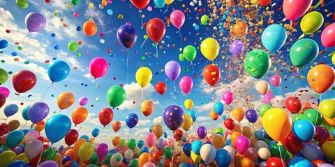 Vibrant confetti and colorful balloons fill the air as the weekend approaches, capturing the joy and excitement of