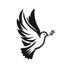 Dove of peace icon. Flying bird. Peace concept. silhouette, black on white
