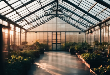 greenhouse in the golden hour