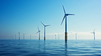 Offshore wind turbines are being installed in the North Sea off the coast of Ijmuiden, Netherlands.