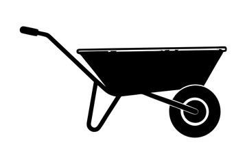 Silhouette wheelbarrow black color white background