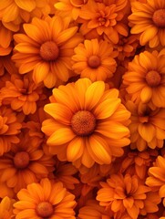 A close up of a bunch of orange flowers